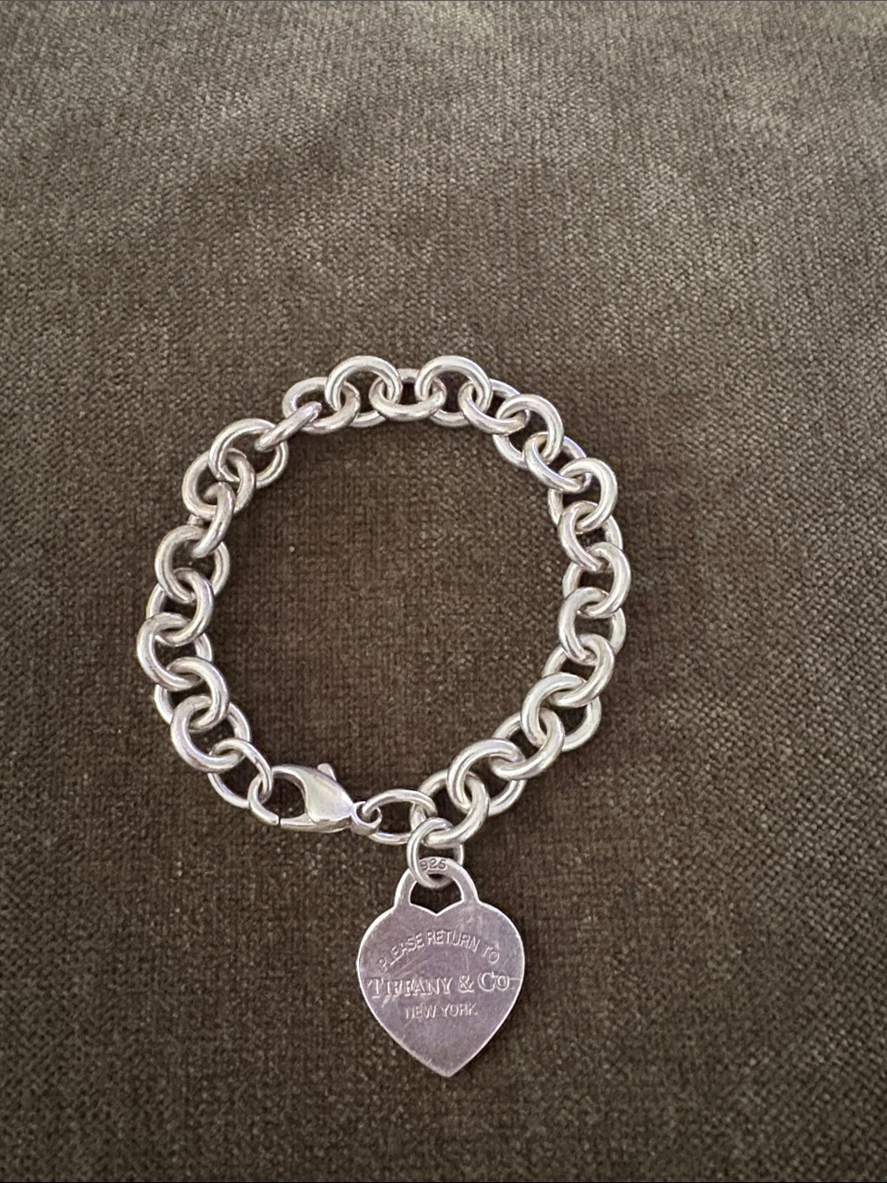 Tiffany & Co. Silver Heart Tag Charm Chain Bracelet
